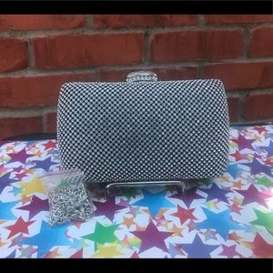 Silver and Black Rhinestoned Clutch